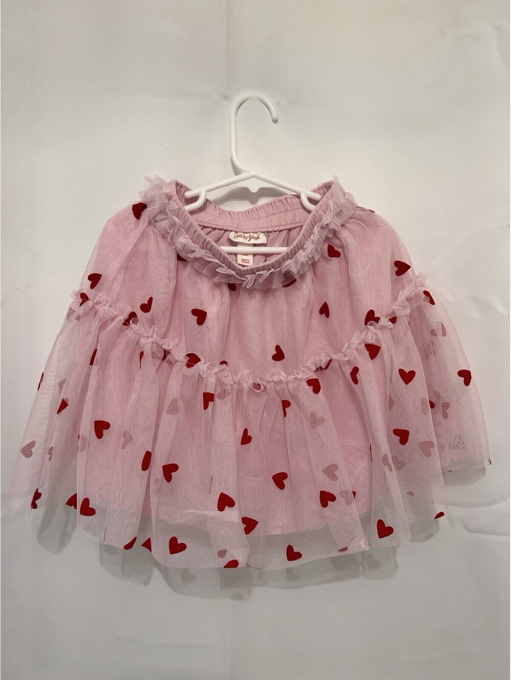 Cat & Jack Girls Pink Tulle Red Heart Skirt Valentine’s Day Ne